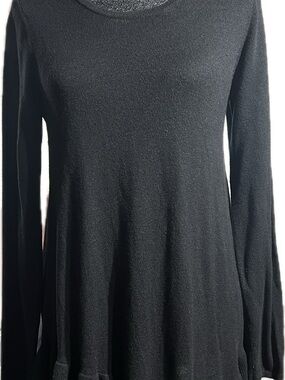 Context Black Long-Sleeve Flared Tunic Sweater
